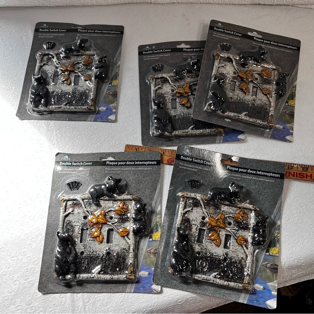 Rivers Edge Products Decora Set Of 5 Switch Plate Cover Double Wall Plate Bears